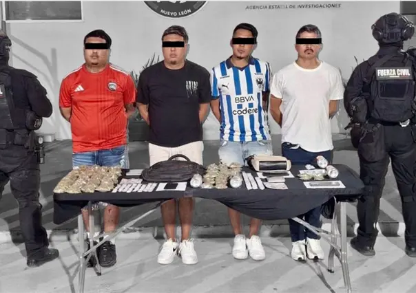 Arrestan a cuatro hombres con más de 200 dosis de narcóticos en Monterrey