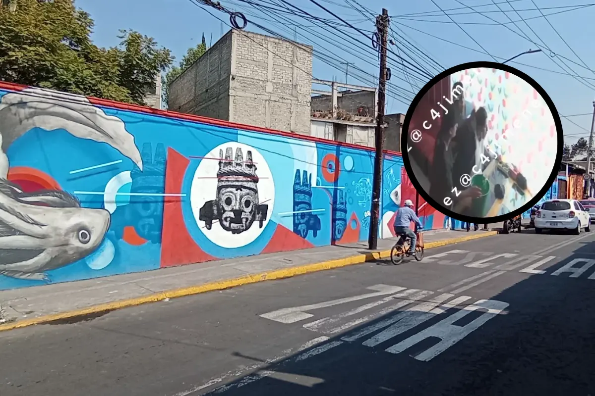 De fondo calles de Iztapalapa, hombres torturando a mujer. Foto: Maps Alejandro Rodríguez | X @c4jimenez
