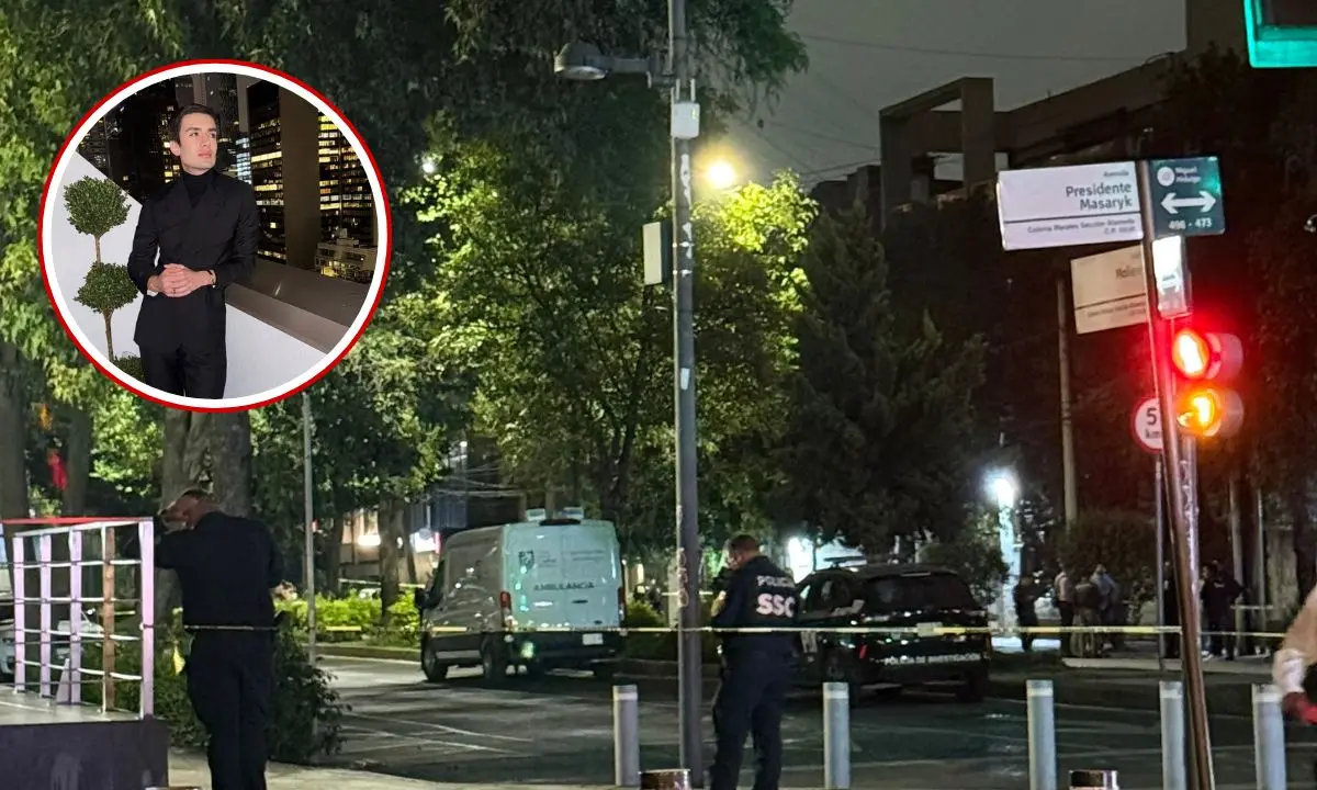Autoridades capitalinas en la zona de Masaryk donde asesinaron a Miguel de la Mora, Miguel de la Mora. Foto: X (@perezdiazmx) | IG (@micky_hair) | Canva