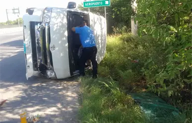 Volcadura en autopista al Aeropuerto deja un conductor lesionado en Apodaca