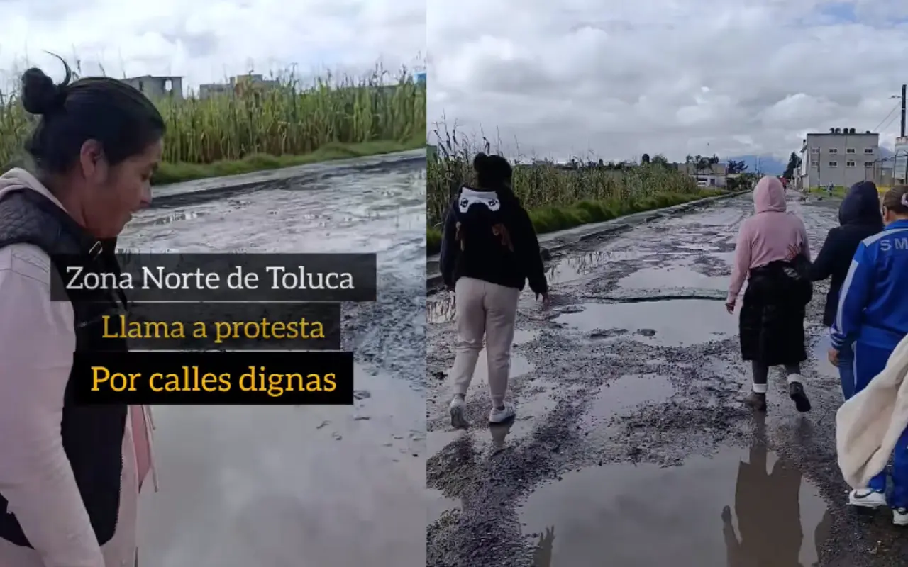 Calles de Toluca en pésimas condiciones. Foto: FB/ Todo en Contra (Canva)