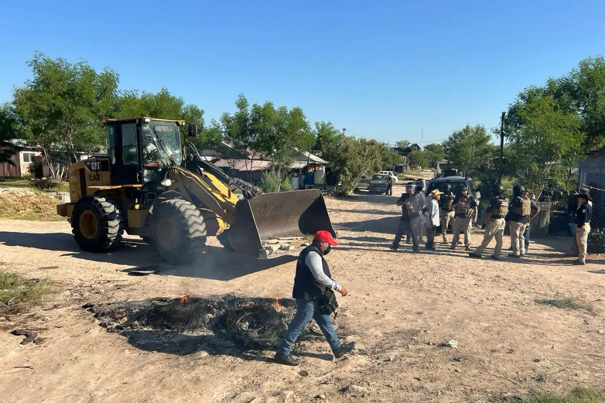 Desalojo de colonos en la 23 de Marzo al oriente de Reynosa. Foto: Ramón Sánchez