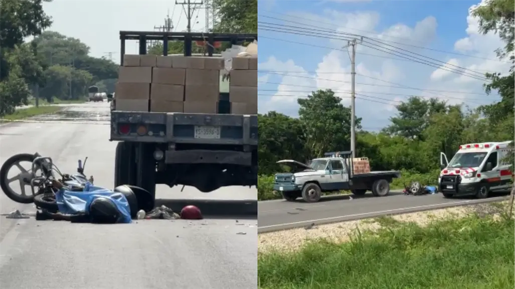 Muere motociclista al impactar contra camión en el Periférico de Mérida