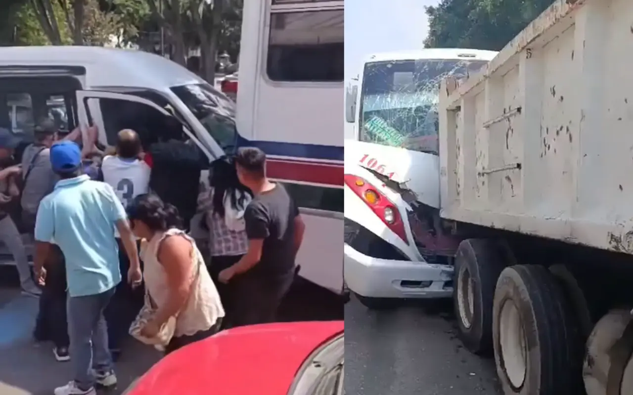 Camión del ayuntamiento de Ecatepec provocó choque múltiple. Foto: Captura de redes sociales (Canva)