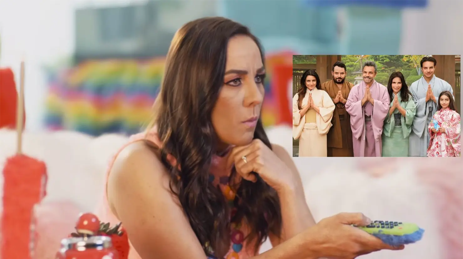 Consuelo Duval personificada como Federica P. Luche aparece en este video promocional. Foto. Captura Instagram @ederbez/Canva.