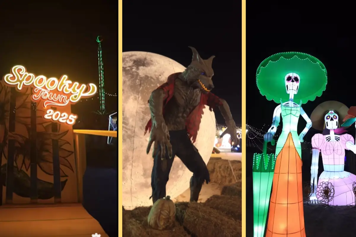 Spooky Town llega con escenarios completamente nuevos, desde cementerios ambientados hasta rincones iluminados con calabazas y decoraciones tenebrosas ideales para tomar fotografías./ Foto: FB Spooky Town Saltillo