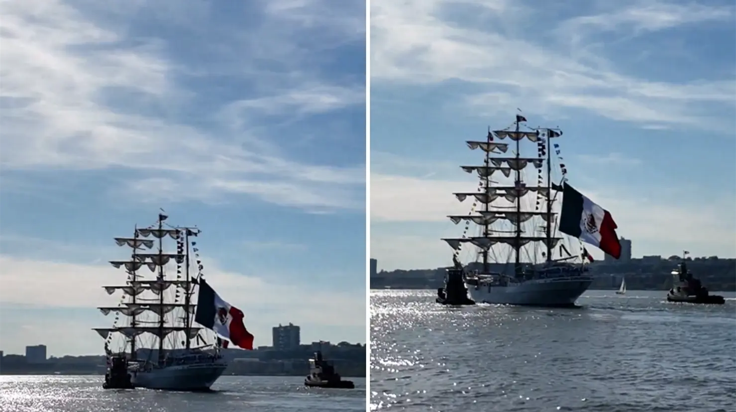 Regresa a México el Buque Cuauhtémoc tras accidente naval en mayo. Foto: X (@morena_ny1)