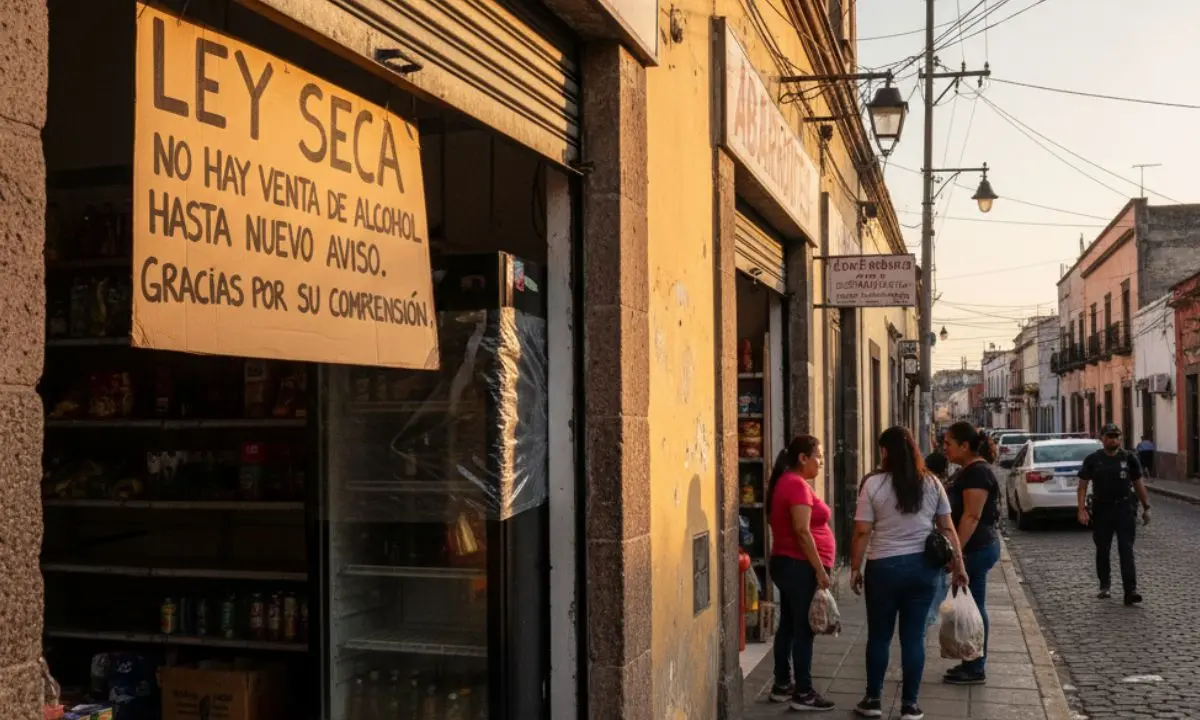 Tienda en CDMX aplicando la Ley Seca.   Foto: creada con IA