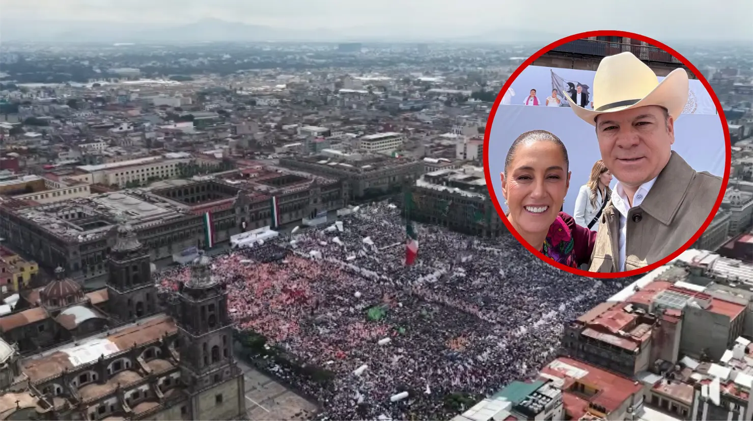 El Gobernador del Estado, Esteban Villegas, acudió al Zócalo para celebrar el primer año de Gobierno de la presidenta Claudia Sheinbaum. Foto: Especial.