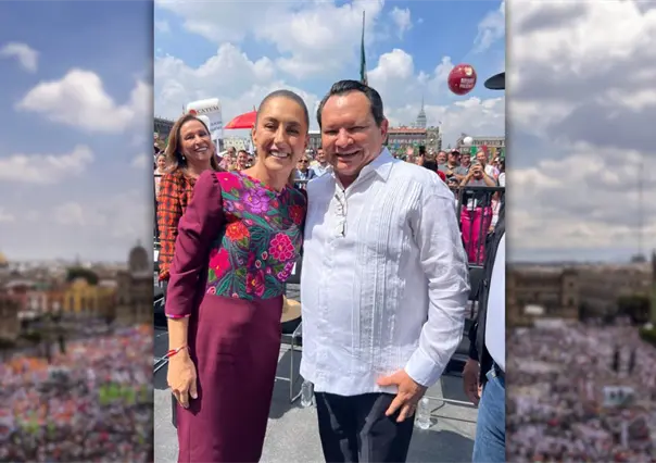 Joaquín Díaz Mena acompaña a Claudia Sheinbaum en su informe en el Zócalo