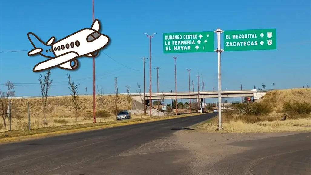 ¿Cuál es la vía más rápida para llegar al Aeropuerto de Durango si estás en el sur de la ciudad?