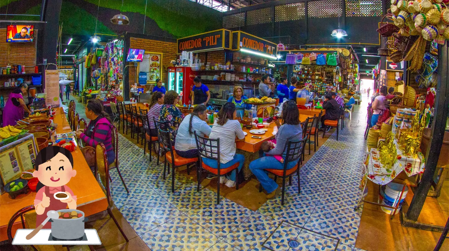 En estas fondas del Mercado Gómez Palacio se puede encontrar todo tipo de platillo típico de Durango. Foto: Secretaría de Turismo.