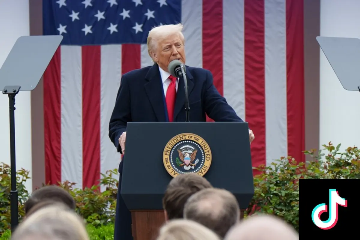 Donald Trump en conferencia de prensa Foto: The White House/TikTok