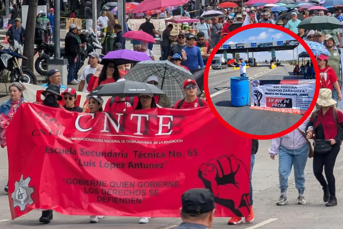 Protestas realizadas por la CNTE en calles del Edomex. Foto: Coordinadora Nacional de Trabajadores de la Educación | Canva