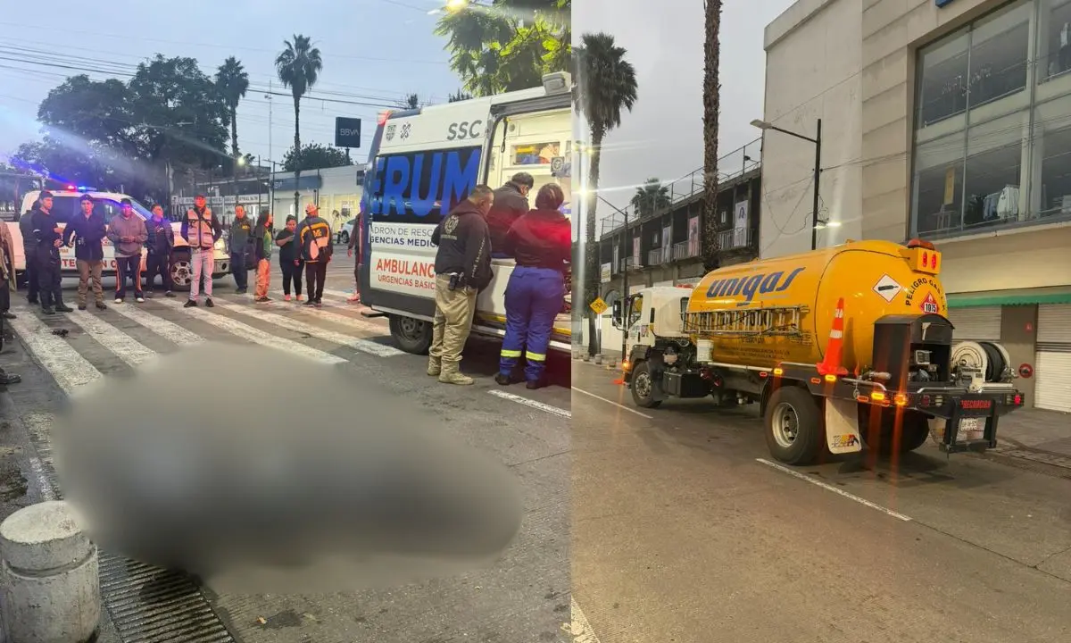 Pipa de gas atropella a ciclista en CDMX. Foto: Ramón Ramírez | Canva