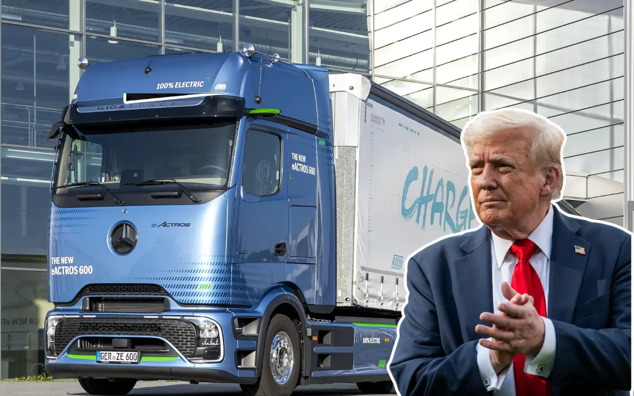 Donald Trump y camión pesado. Foto: X (@DaimlerTruck) / (@WhiteHouse)