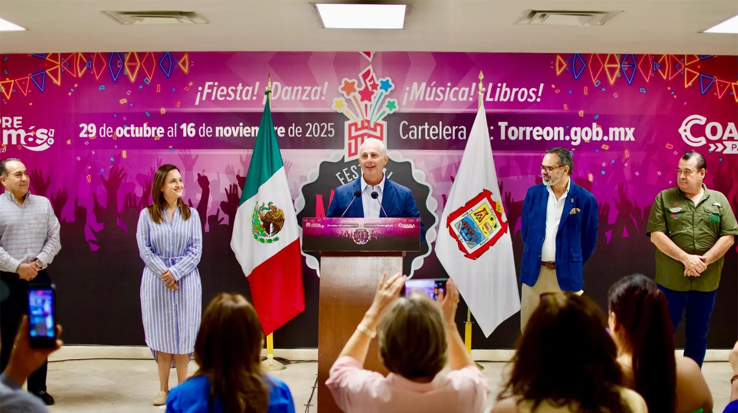 El Festival del Mitote Lagunero fue anunciado en rueda de prensa por el alcalde Román Cepeda. (Fotografía: Gobierno de Torreón)