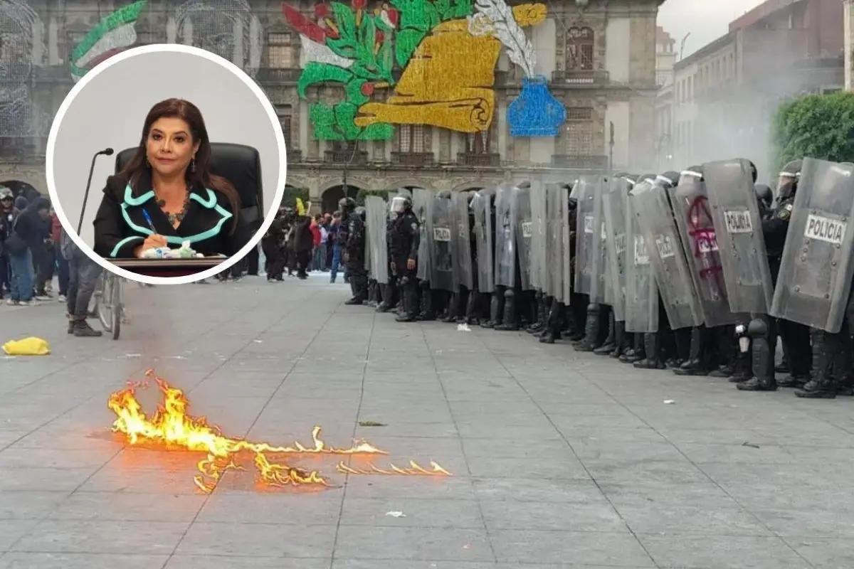 Informe sobre los disturbios del 2 de octubre y Jefa de Gobierno. Foto: Laura Avila, Mario Flores l Canva