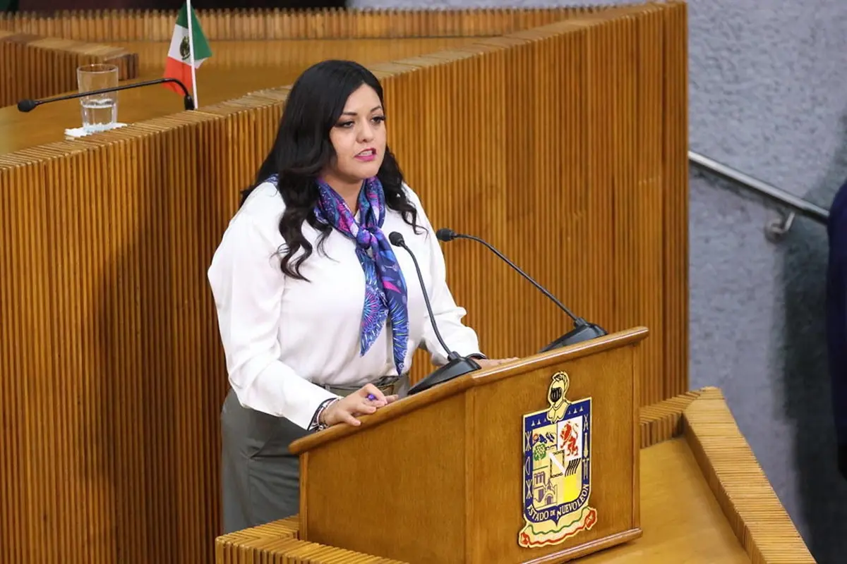 En la imagen la diputada del PAN, Itzel Castillo, durante una intervención en el Congreso de Nuevo León. Foto: Congreso de Nuevo León