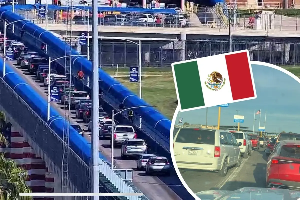 Así se encuentra el flujo vehicular de los puentes internacionales en Piedras Negras este 7 de octubre / Foto: Albero Flores | Alma Hernandez | Canva