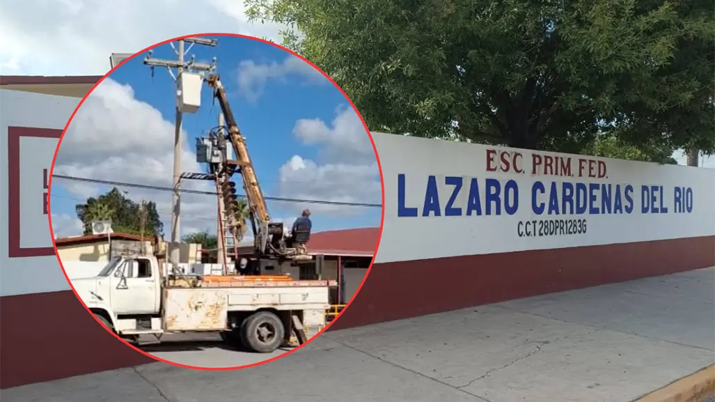 Padres de familia reparan transformador de escuela Lázaro Cárdenas en Matamoros ante falta de apoyo