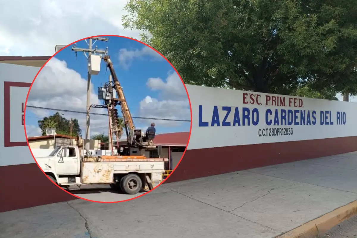 Padres de familia de la escuela primaria Lázaro Cárdenas del ejido Buenavista de Matamoros repararon de su propia bolsa el transformador del plantel. Foto: Ramón Sánchez