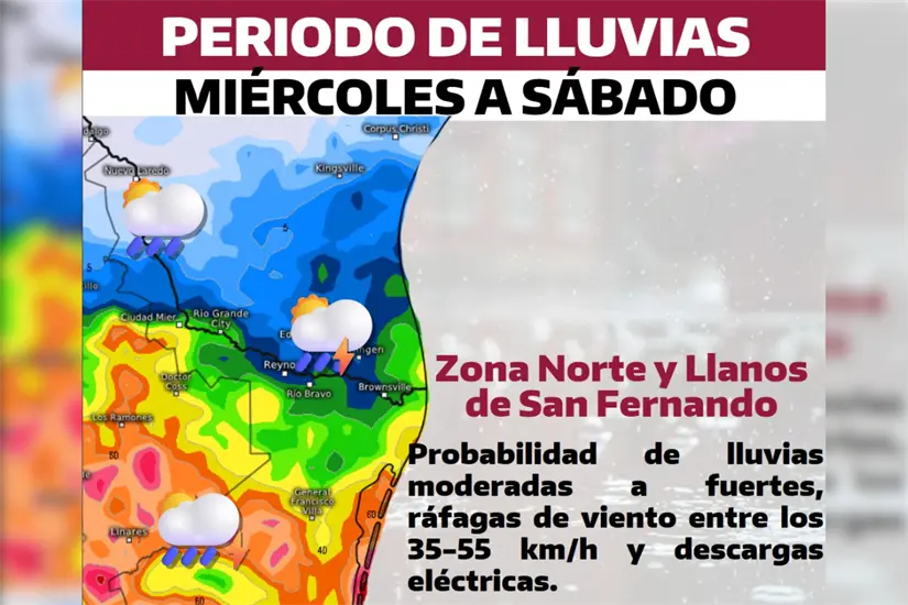 Pronóstico para la región norte de Tamaulipas. Foto: PC Tamaulipas