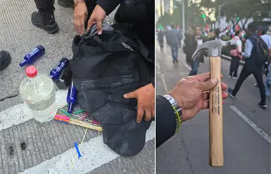 Operativo en Reforma: policía de CDMX asegura piedras, cohetes y martillos en marcha Pro Palestina