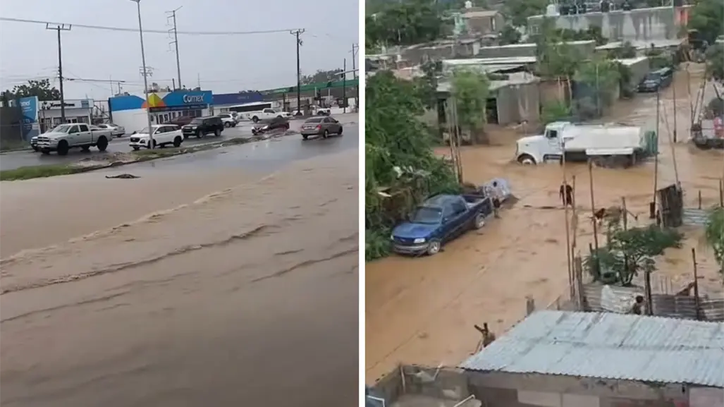 Lluvia en Los Cabos: así corrieron los arroyos por las calles por efectos de Priscilla