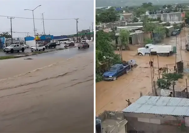 Lluvia en Los Cabos: así corrieron los arroyos por las calles por efectos de Priscilla