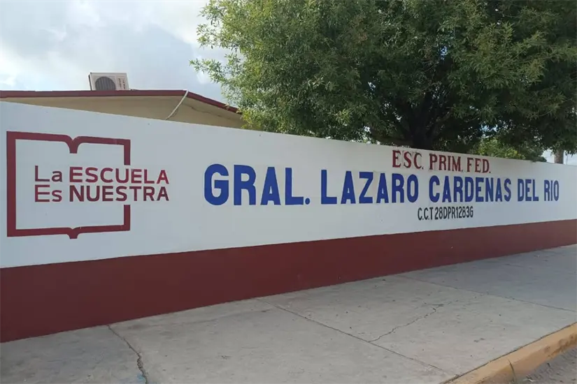 La escuela primaria Lázaro Cárdenas se ubica en el ejido Buenavista de Matamoros. Foto: Ramón Sánchez