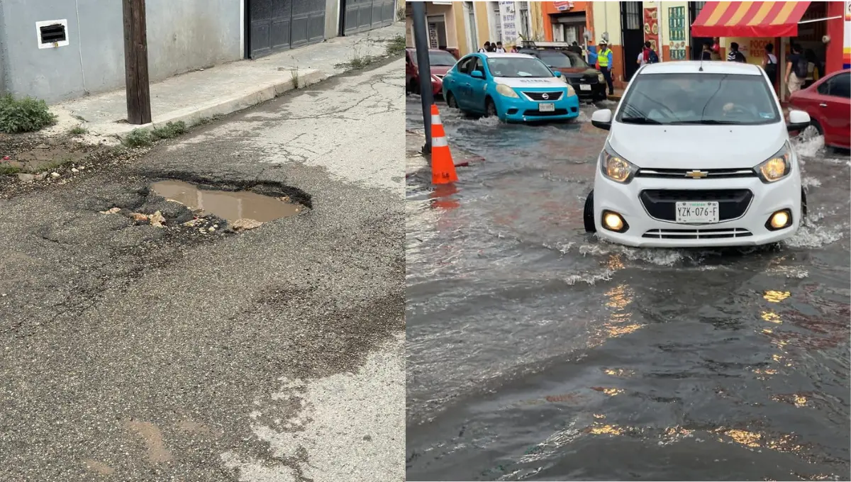 Las lluvias multiplican los problemas de movilidad en Mérida Foto: Christian Espadas/Alejandra Vargas