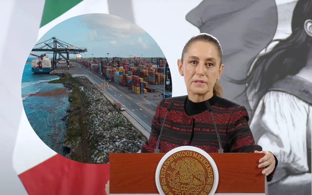 Claudia Sheinbaum y aduana mexicana. Foto: X (@AduanasMx) / Captura de pantalla: YouTube (Claudia Sheinbaum)
