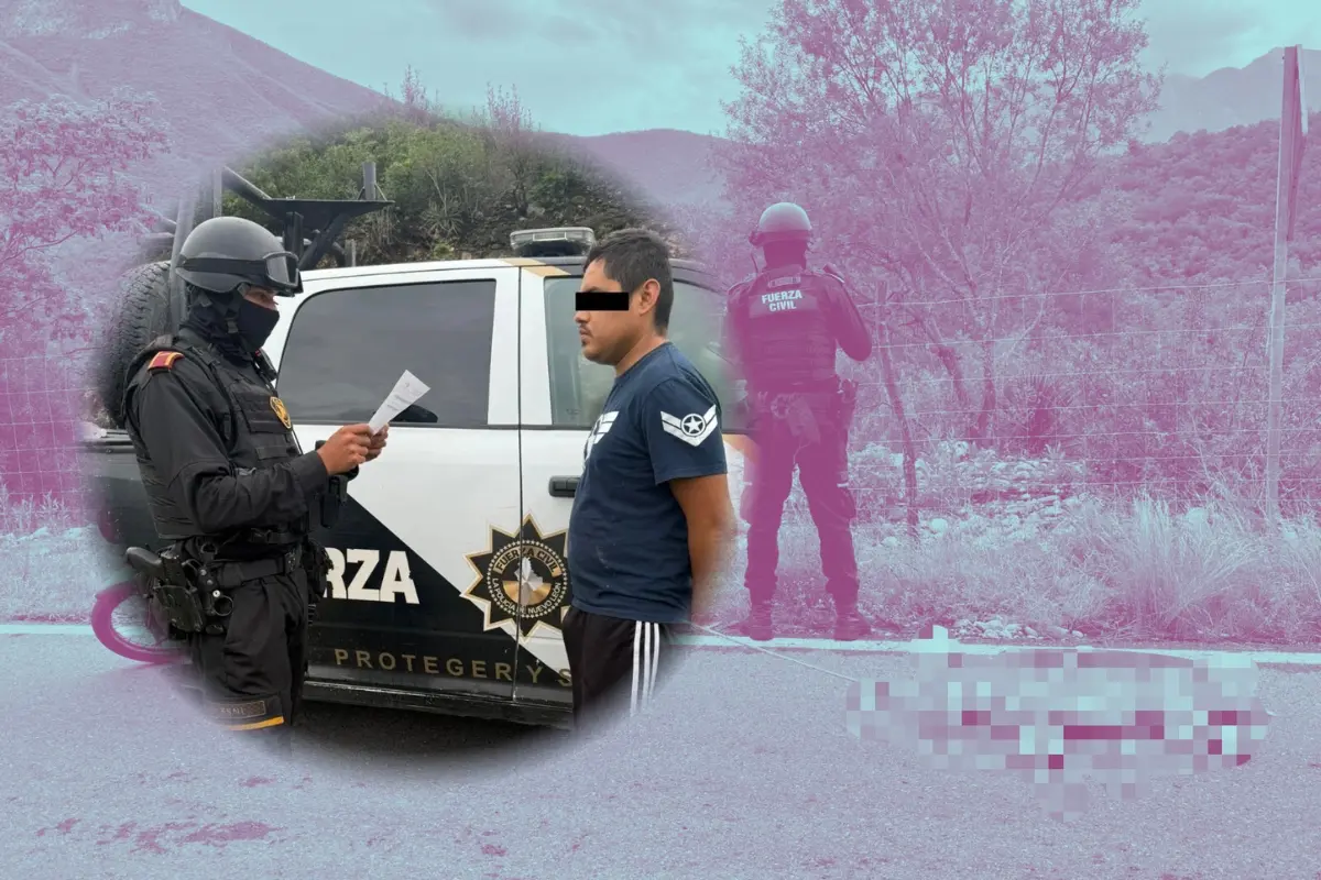 Un hombre detenido por Fuerza Civil por maltrato animal en Rayones, Nuevo León. Foto: Composición Canva