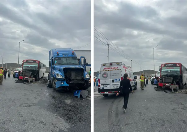 Impactan tráiler y ruta Exprés en Ramos Arizpe: deja 3 heridos