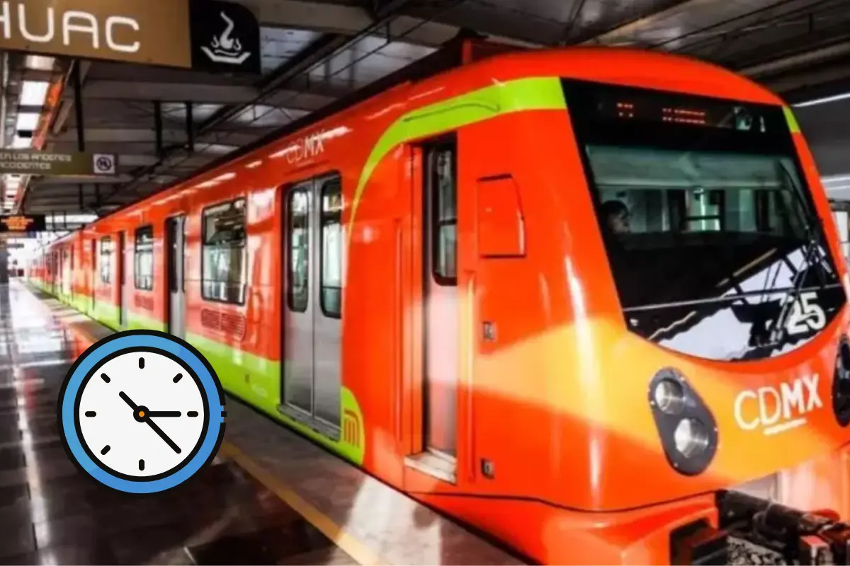 Metro de CDMX y reloj. Foto: @metroCDMX y Canva