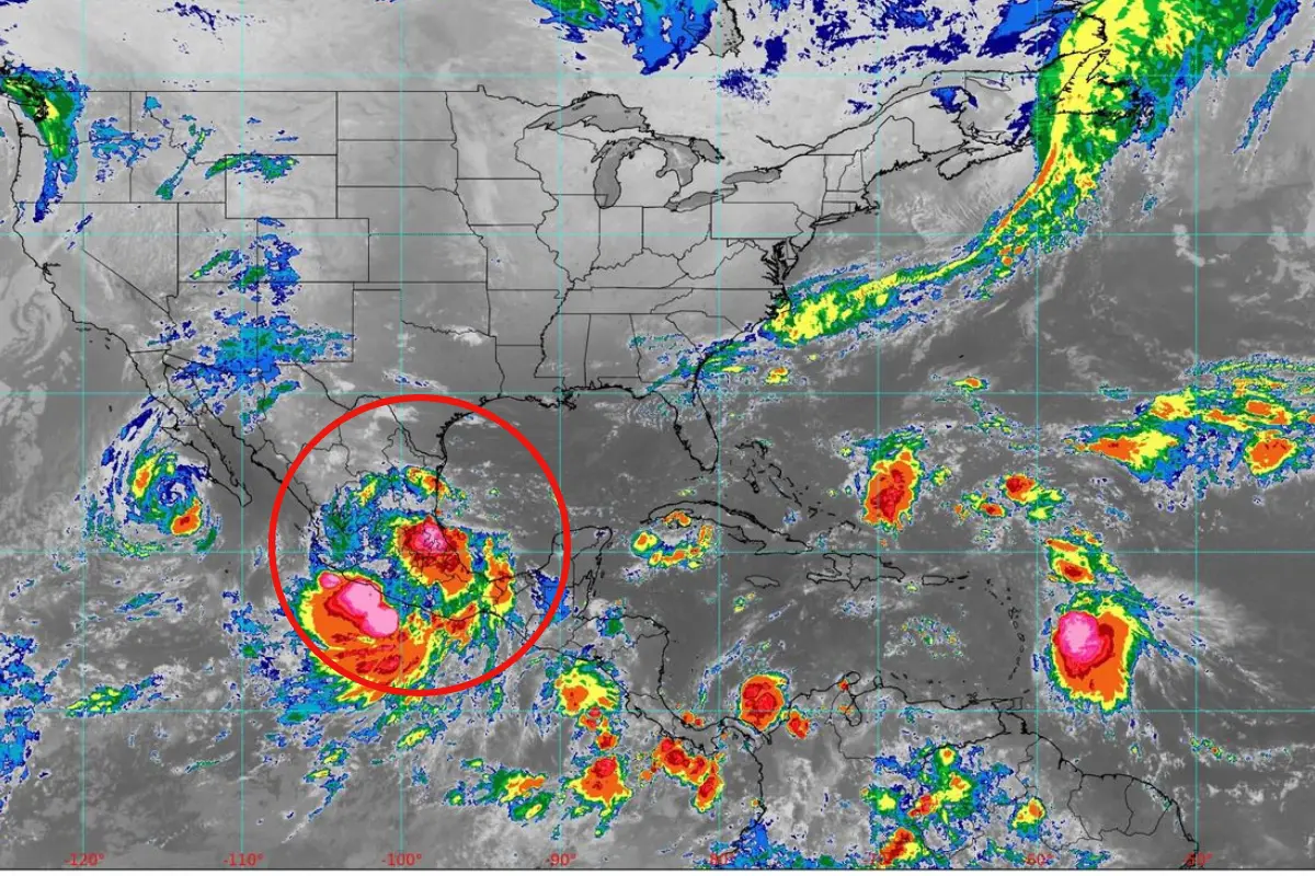 Foto satelital de lluvias en el país | Foto: CONAGUA