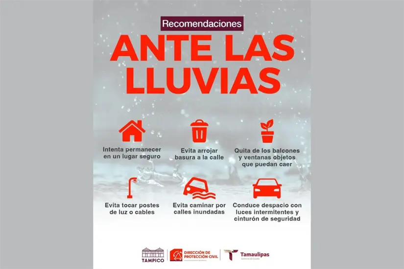 Recomendaciones de Protección Civil de Tampico | Foto: Dirección de Protección Civil