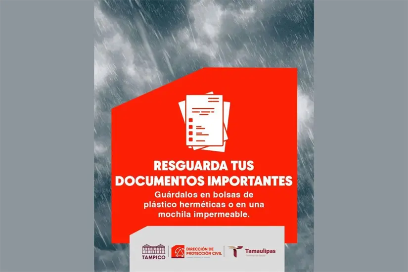 Resguardar documentos importantes | Foto: Dirección de Protección Civil