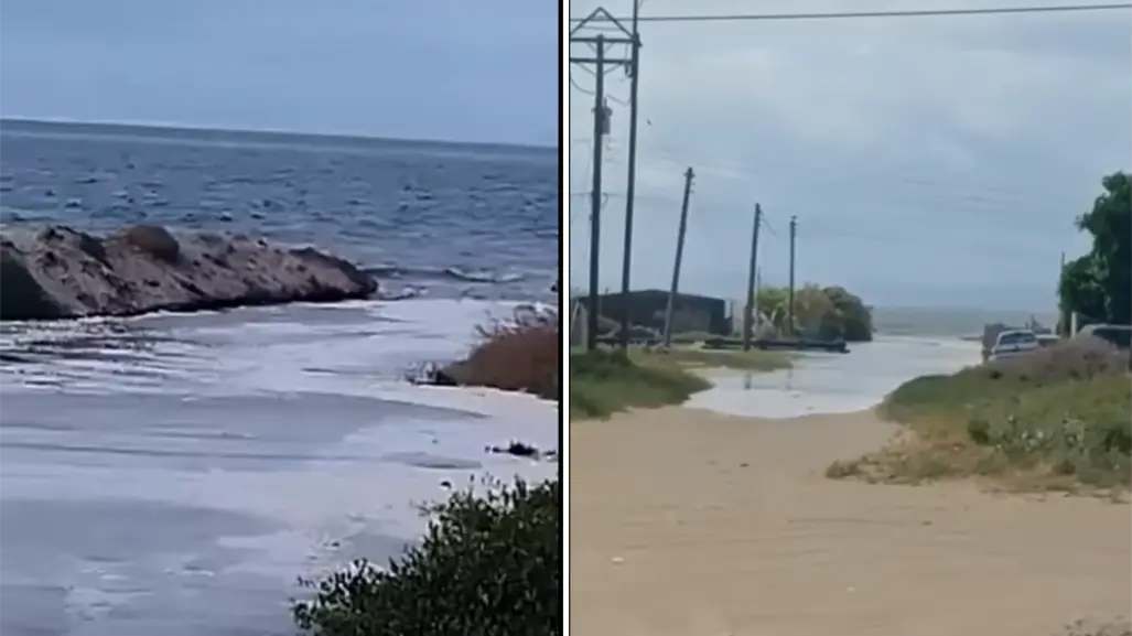 El mar vuelve a entrar a las casas en Puerto San Carlos: colapsa el muro que habían "reforzado"