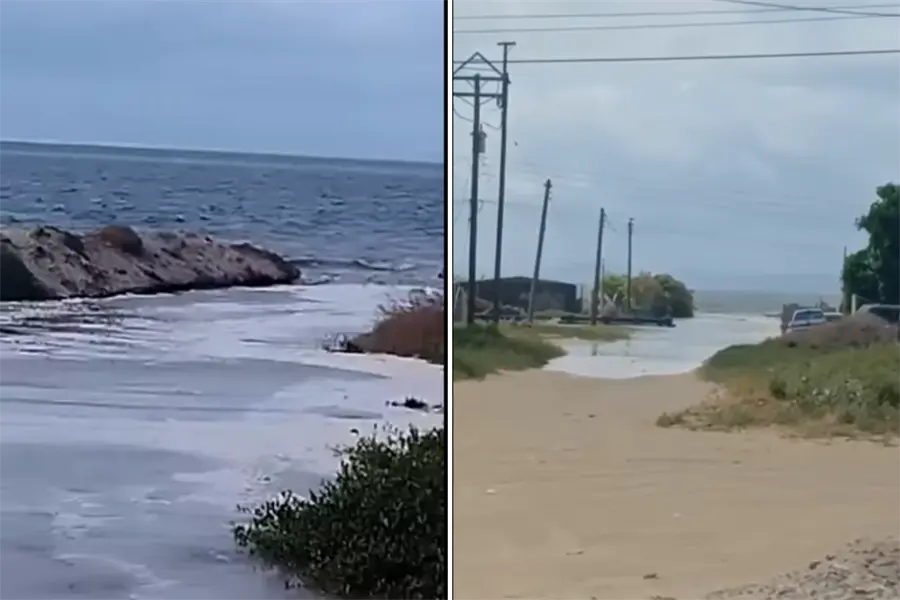 El mar vuelve a entrar a las casas en Puerto San Carlos: colapsa el muro que habían “reforzado”