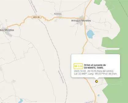 Tamaulipas registra 4 sismos tan solo en lo que va del mes de octubre