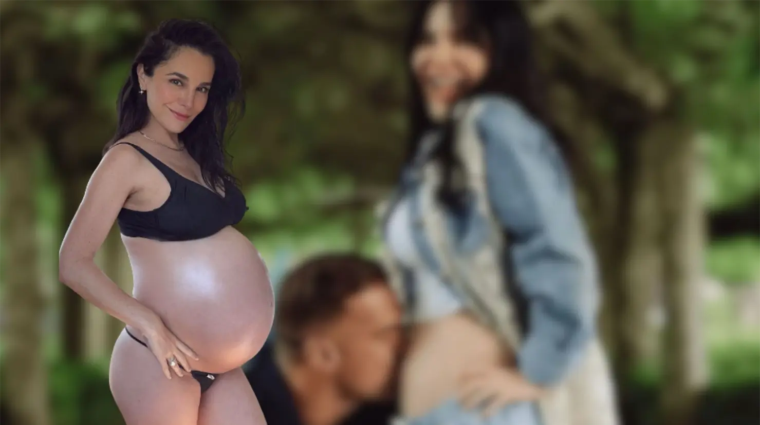 Martha Higareda se encuentra aproximadamente en su séptimo mes de embarazo de unas mellizas. Foto. Instagram @marthahigareda/Canva.