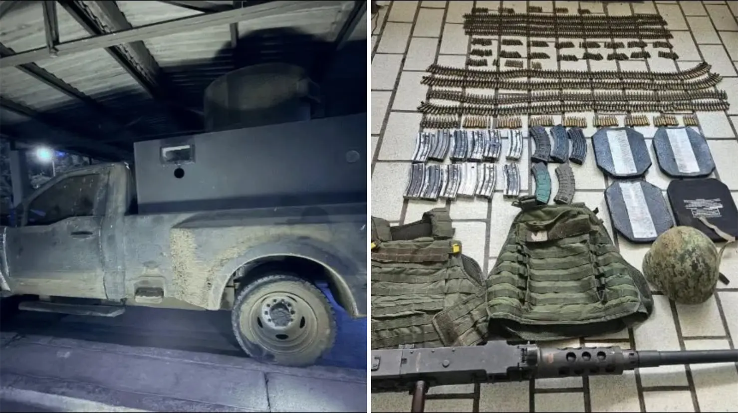 Decomisan coches monstruo y armamento en Quitupan, Jalisco. Foto: X (@foro_militar)
