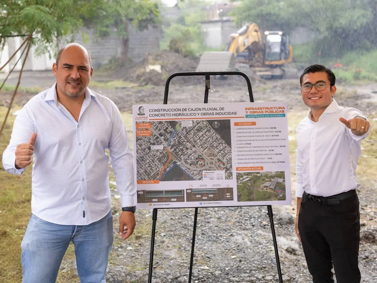 El alcalde de Juárez, Félix Arratia, arrancó una obra pluvial en beneficio de más de 5 mil juarenses. Foto: Facebook Félix Arratia