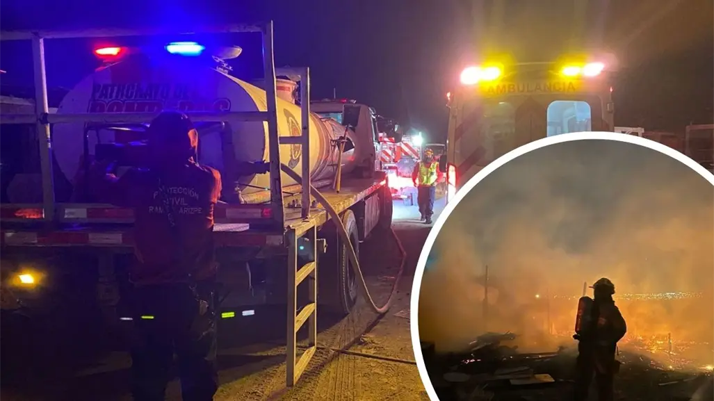Incendio consume tejaban en Ramos Arizpe; sospechan que fue provocado