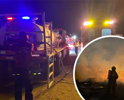 Incendio consume tejaban en Ramos Arizpe; sospechan que fue provocado