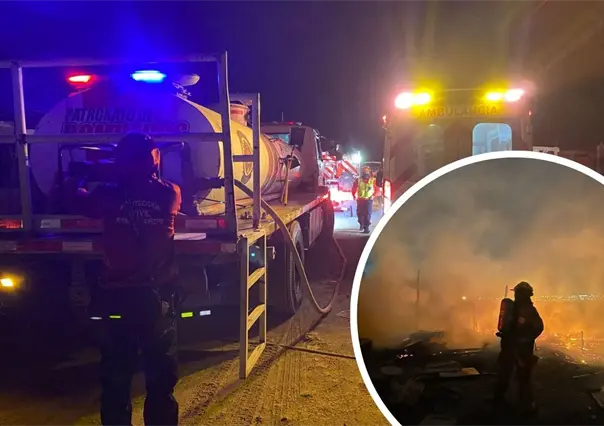 Incendio consume tejaban en Ramos Arizpe; sospechan que fue provocado