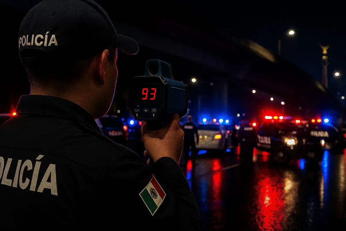 Policía vigilando la CDMX. Foto: IA