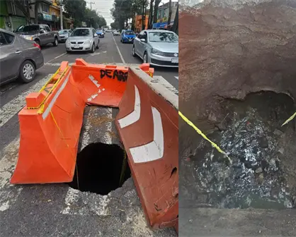 Socavón sorprende a habitantes de San Juan de Aragón, Gustavo A. Madero; investigan causas
